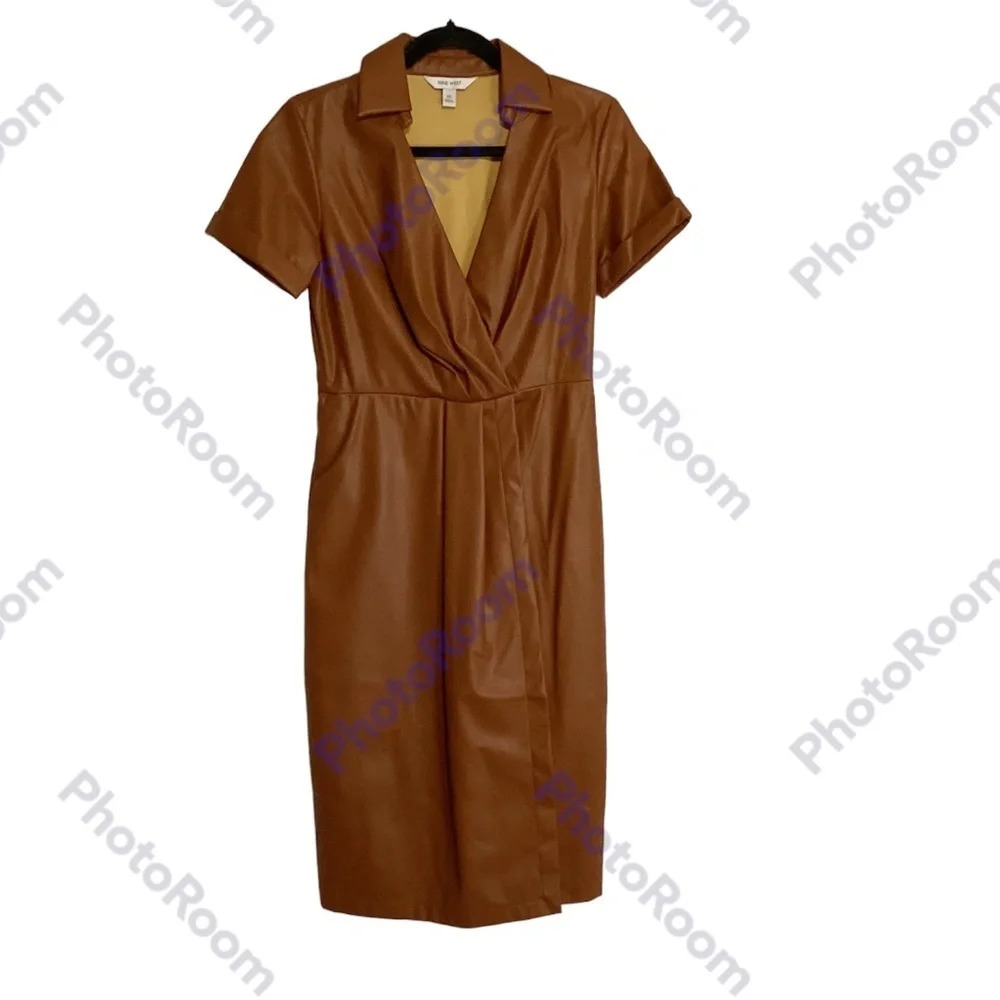 Nine West Sheath Faux Leather Dress Career Work Professional Business SZ XS NWT